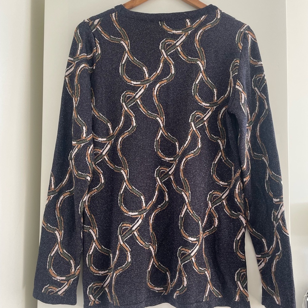 APC Gold / Black Long Sleeve Top with Abstract Pattern Size XL